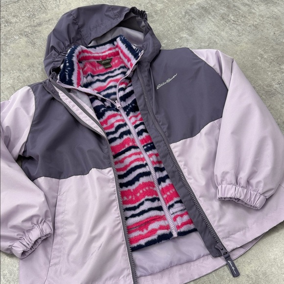 Eddie Bauer Kids' Lavender and Pink Raincoat. Size 10/12 - Picture 3 of 7